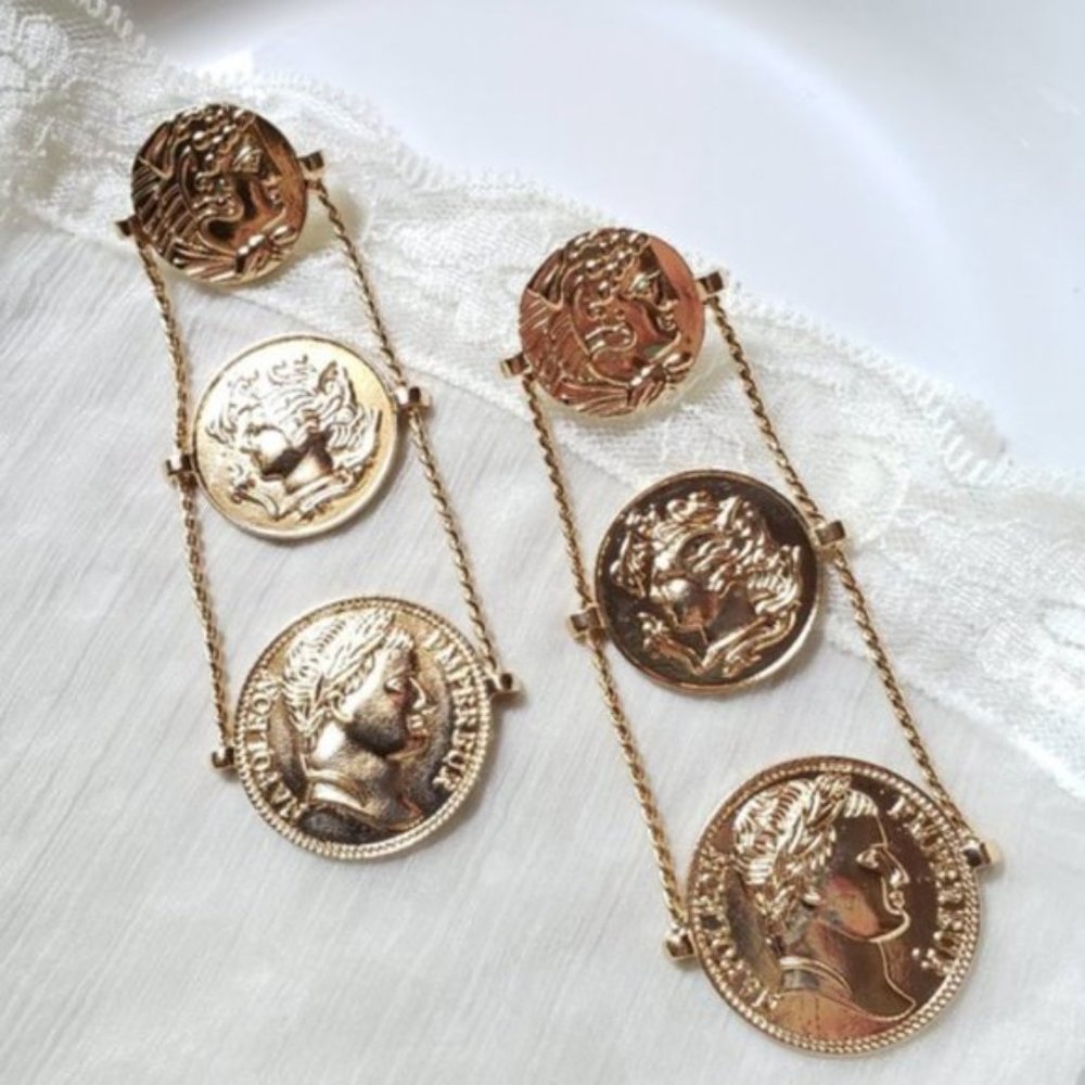 Zara's Night Out Medallion Coin Earrings - Picture 5 of 6